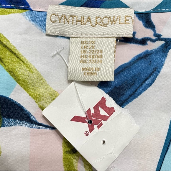 CYNTHIA ROWLEY Cotton Tiered Maxi Dress Floral popover Size 2X NWT resortwear - Picture 10 of 11